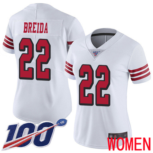 San Francisco 49ers Limited White Women Matt Breida NFL Jersey #22 100th Season Rush Vapor Untouchable->women nfl jersey->Women Jersey